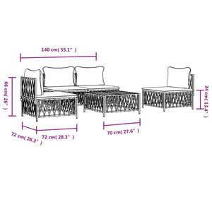 vidaXL Patio Furniture Set 5 Piece Outdoor Garden Loveseat with Cushions Steel-10