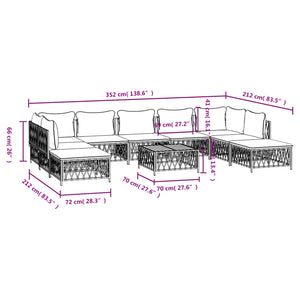 vidaXL Patio Furniture Set 10 Piece Garden Sectional Sofa with Cushions Steel-10