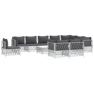 vidaXL Patio Furniture Set 11 Piece Garden Sectional Sofa with Cushions Steel-3