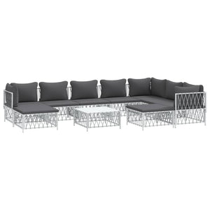 vidaXL Patio Furniture Set 10 Piece Garden Sectional Sofa with Cushions Steel-3