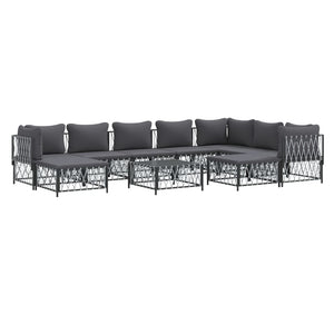 vidaXL Patio Furniture Set 10 Piece Garden Sectional Sofa with Cushions Steel-1