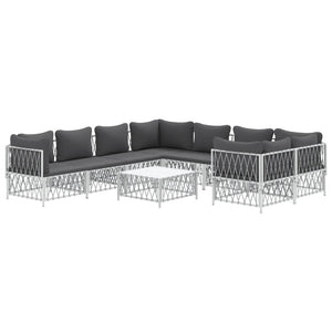 vidaXL Patio Furniture Set 9 Piece Garden Sectional Sofa with Cushions Steel-2