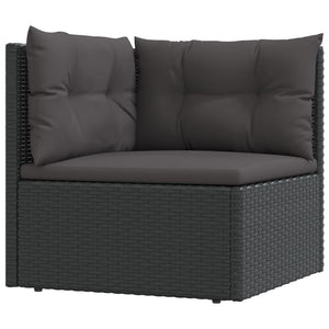 vidaXL Patio Furniture Set Sectional Sofa with Cushions Black Poly Rattan-22