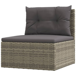 vidaXL Patio Furniture Set Patio Lounge Set with Cushions Gray Poly Rattan-29