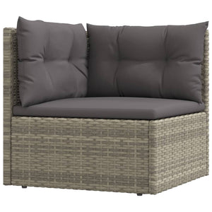 vidaXL 7 Piece Patio Lounge Set with Cushions Gray Poly Rattan-4