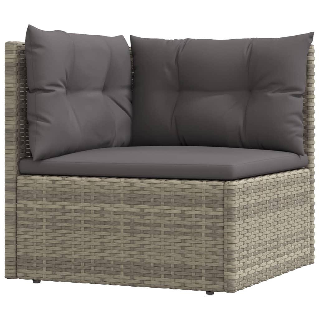 vidaXL 8 Piece Patio Lounge Set with Cushions Gray Poly Rattan-14