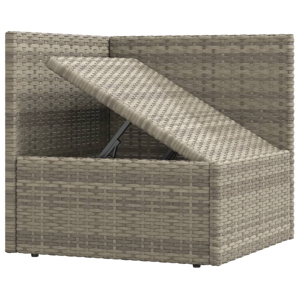 vidaXL 7 Piece Patio Lounge Set with Cushions Gray Poly Rattan-5