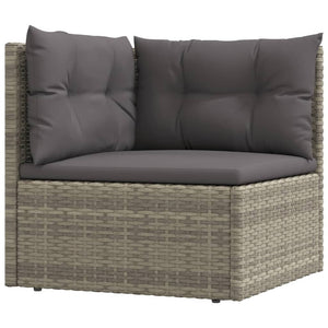 vidaXL 6 Piece Patio Lounge Set with Cushions Gray Poly Rattan-14