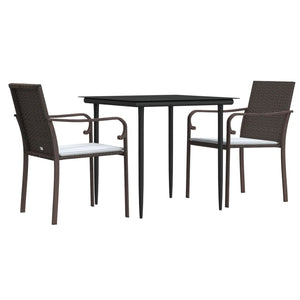 vidaXL Patio Dining Set Table and Chair with Cushions Poly Rattan and Steel-28