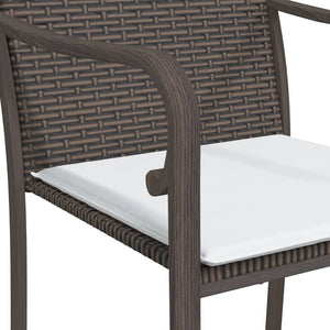 vidaXL Patio Dining Set Table and Chair with Cushions Poly Rattan and Steel-64