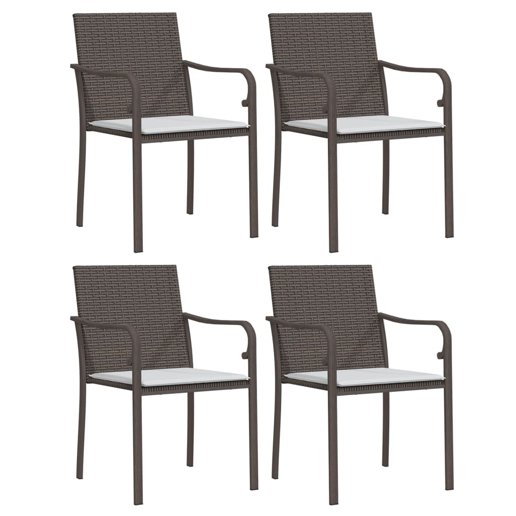 vidaXL Patio Dining Set Table and Chair with Cushions Poly Rattan and Steel-9