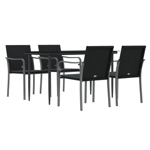 vidaXL Patio Dining Set Table and Chair with Cushions Poly Rattan and Steel-54