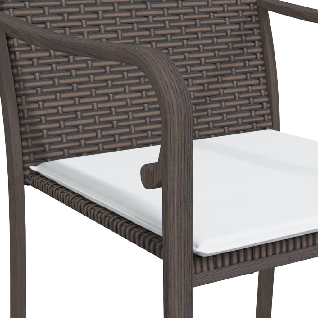 vidaXL Patio Dining Set Table and Chair with Cushions Poly Rattan and Steel-21