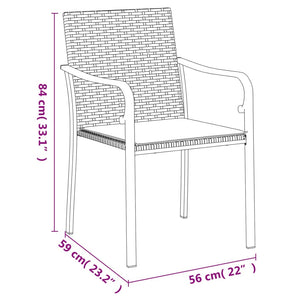 vidaXL Patio Dining Set Table and Chair with Cushions Poly Rattan and Steel-38