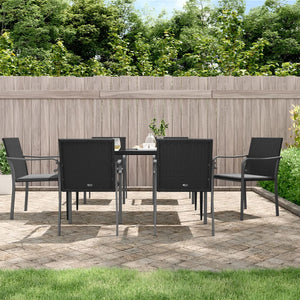 vidaXL Patio Dining Set Table and Chair with Cushions Poly Rattan and Steel-31