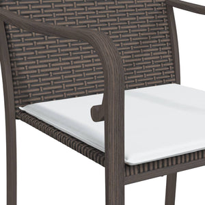 vidaXL Patio Dining Set Table and Chair with Cushions Poly Rattan and Steel-62