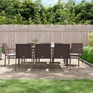 vidaXL Patio Dining Set Table and Chair with Cushions Poly Rattan and Steel-14