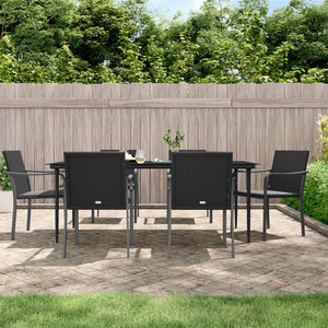 vidaXL Patio Dining Set Table and Chair with Cushions Poly Rattan and Steel-67