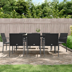 vidaXL Patio Dining Set Table and Chair with Cushions Poly Rattan and Steel-13