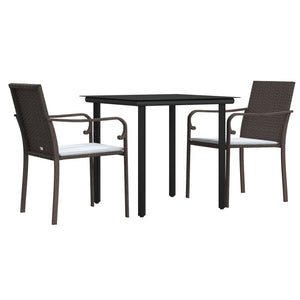 vidaXL Patio Dining Set Table and Chair with Cushions Poly Rattan and Steel-45