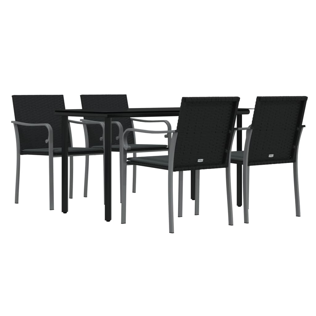 vidaXL Patio Dining Set Table and Chair with Cushions Poly Rattan and Steel-42