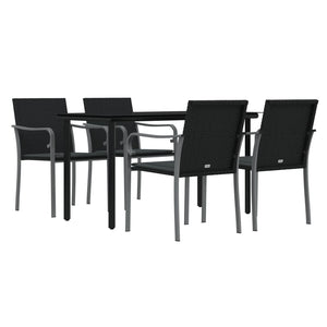 vidaXL Patio Dining Set Table and Chair with Cushions Poly Rattan and Steel-60