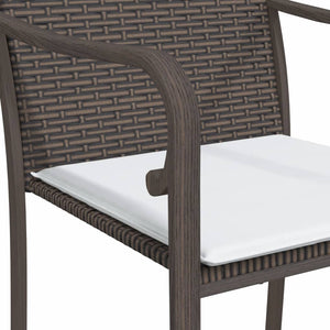 vidaXL Patio Dining Set Table and Chair with Cushions Poly Rattan and Steel-85