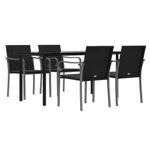 vidaXL Patio Dining Set Table and Chair with Cushions Poly Rattan and Steel-38