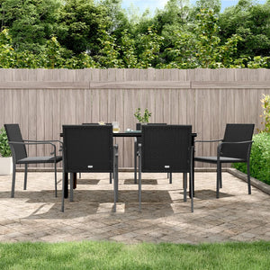 vidaXL Patio Dining Set Table and Chair with Cushions Poly Rattan and Steel-29