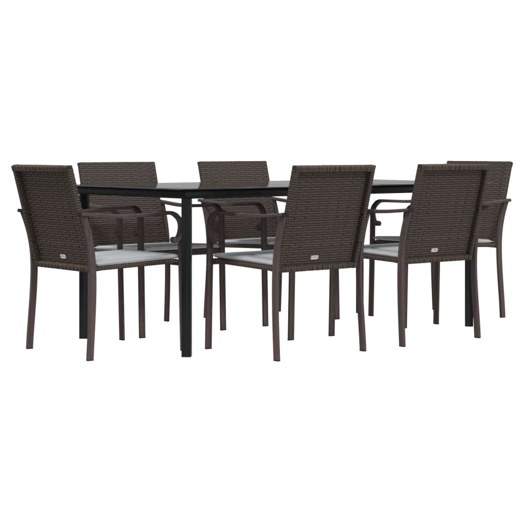 vidaXL Patio Dining Set Table and Chair with Cushions Poly Rattan and Steel-74