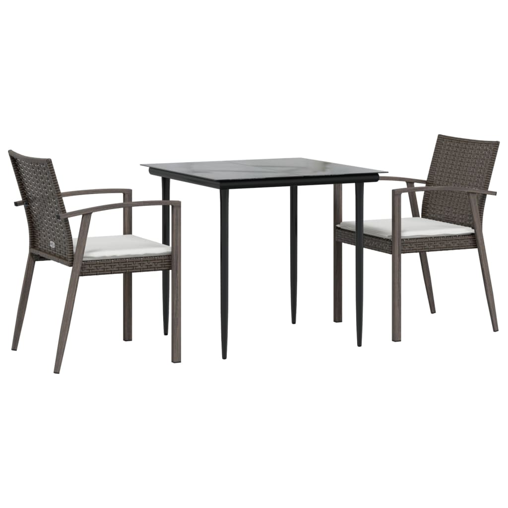 vidaXL Patio Dining Set Table and Chair with Cushions Poly Rattan and Steel-24