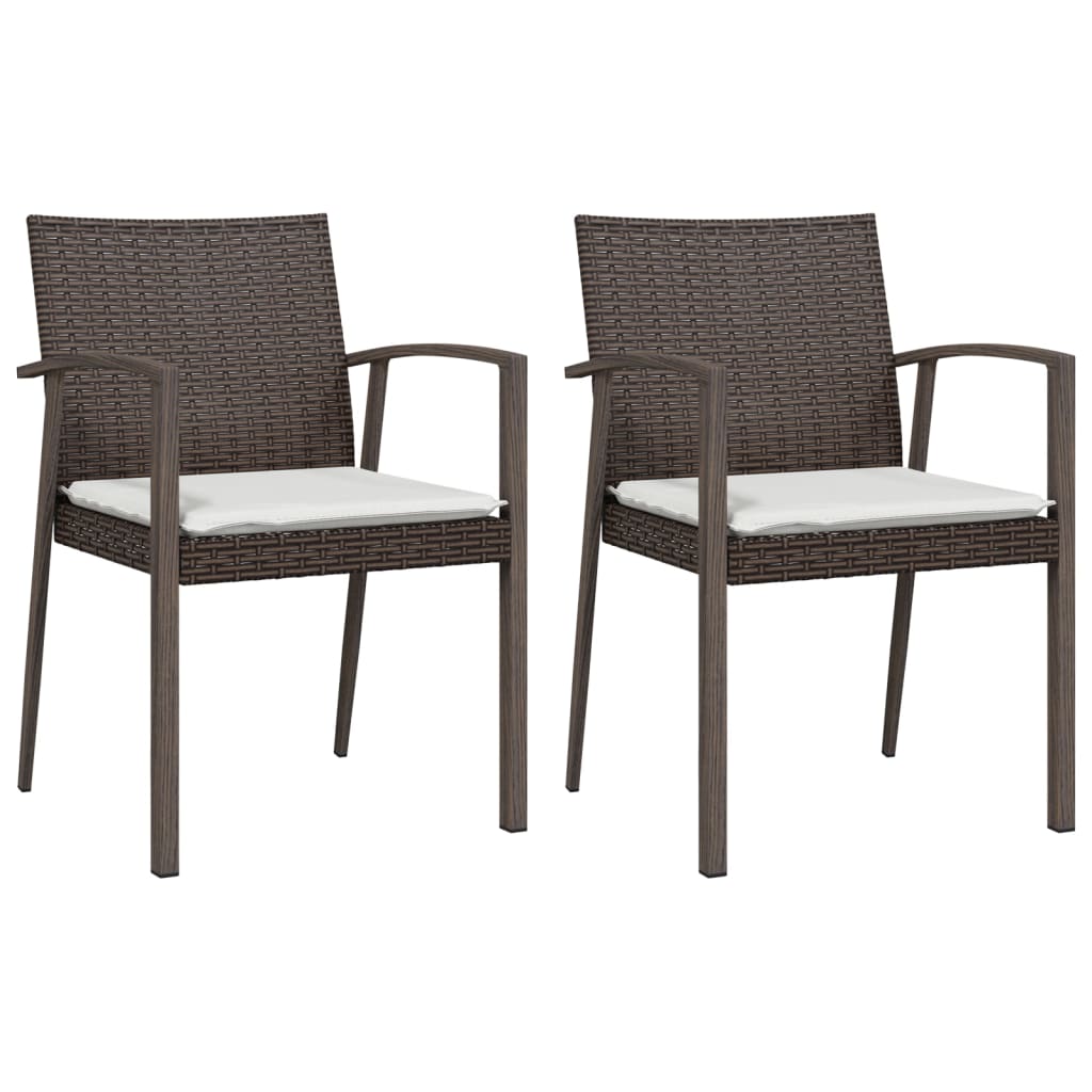 vidaXL Patio Dining Set Table and Chair with Cushions Poly Rattan and Steel-33