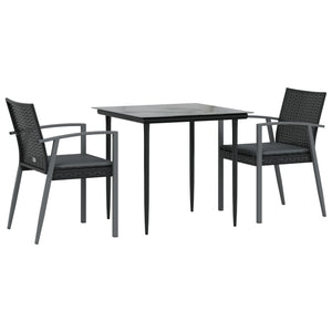 vidaXL Patio Dining Set Table and Chair with Cushions Poly Rattan and Steel-40