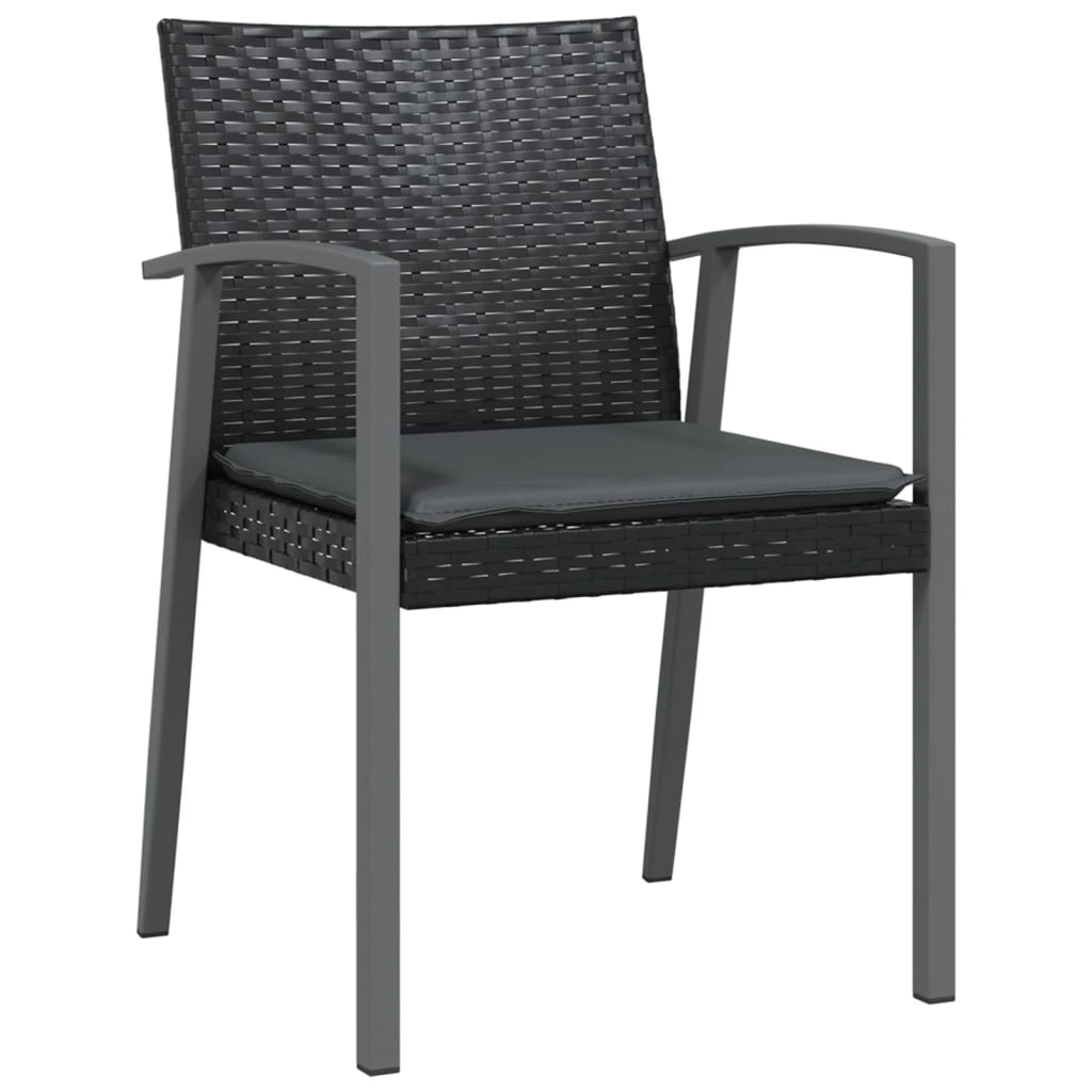 vidaXL Patio Dining Set Table and Chair with Cushions Poly Rattan and Steel-76