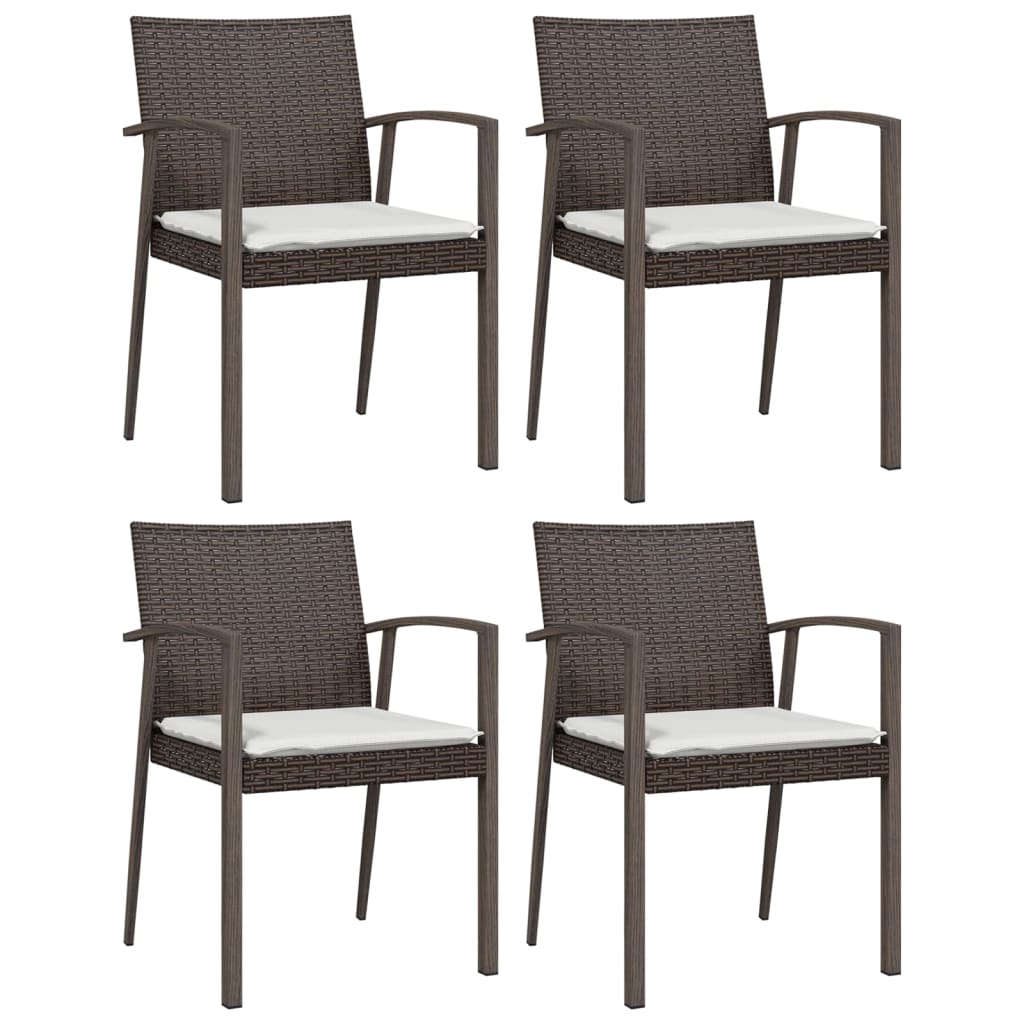 vidaXL Patio Dining Set Table and Chair with Cushions Poly Rattan and Steel-98