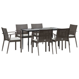 vidaXL Patio Dining Set Table and Chair with Cushions Poly Rattan and Steel-78