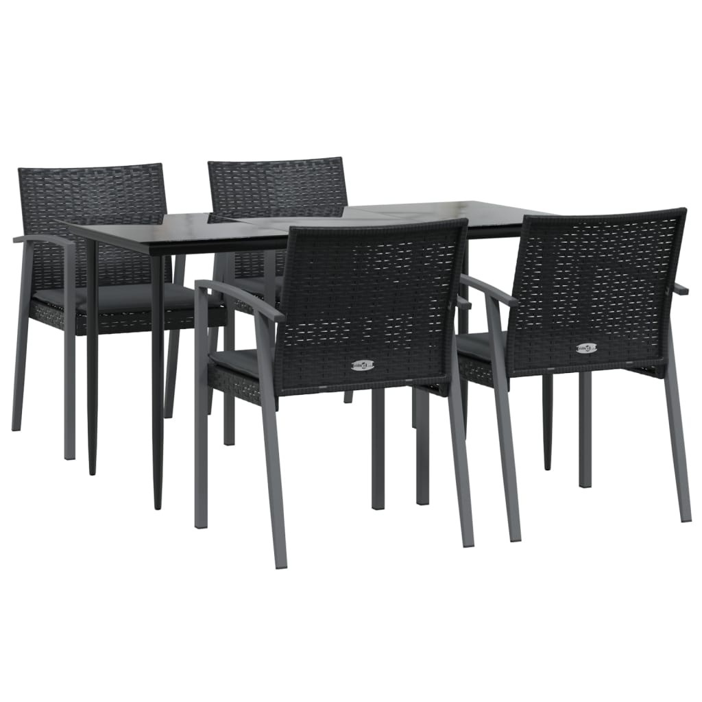 vidaXL Patio Dining Set Table and Chair with Cushions Poly Rattan and Steel-11