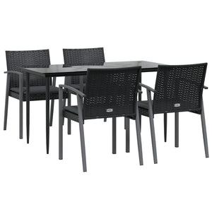 vidaXL Patio Dining Set Table and Chair with Cushions Poly Rattan and Steel-11