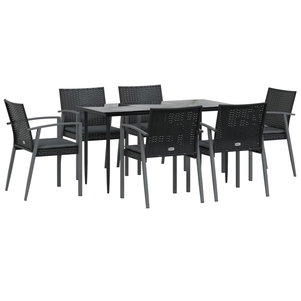 vidaXL Patio Dining Set Table and Chair with Cushions Poly Rattan and Steel-73