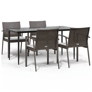 vidaXL Patio Dining Set Table and Chair with Cushions Poly Rattan and Steel-38