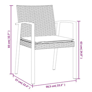 vidaXL Patio Dining Set Table and Chair with Cushions Poly Rattan and Steel-27