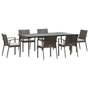 vidaXL Patio Dining Set Table and Chair with Cushions Poly Rattan and Steel-79