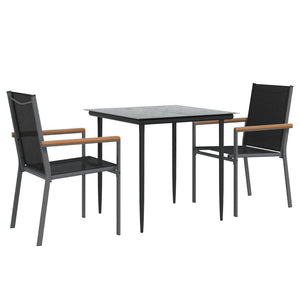 vidaXL Patio Dining Set Patio Table and Chair Set Black Textilene and Steel-6