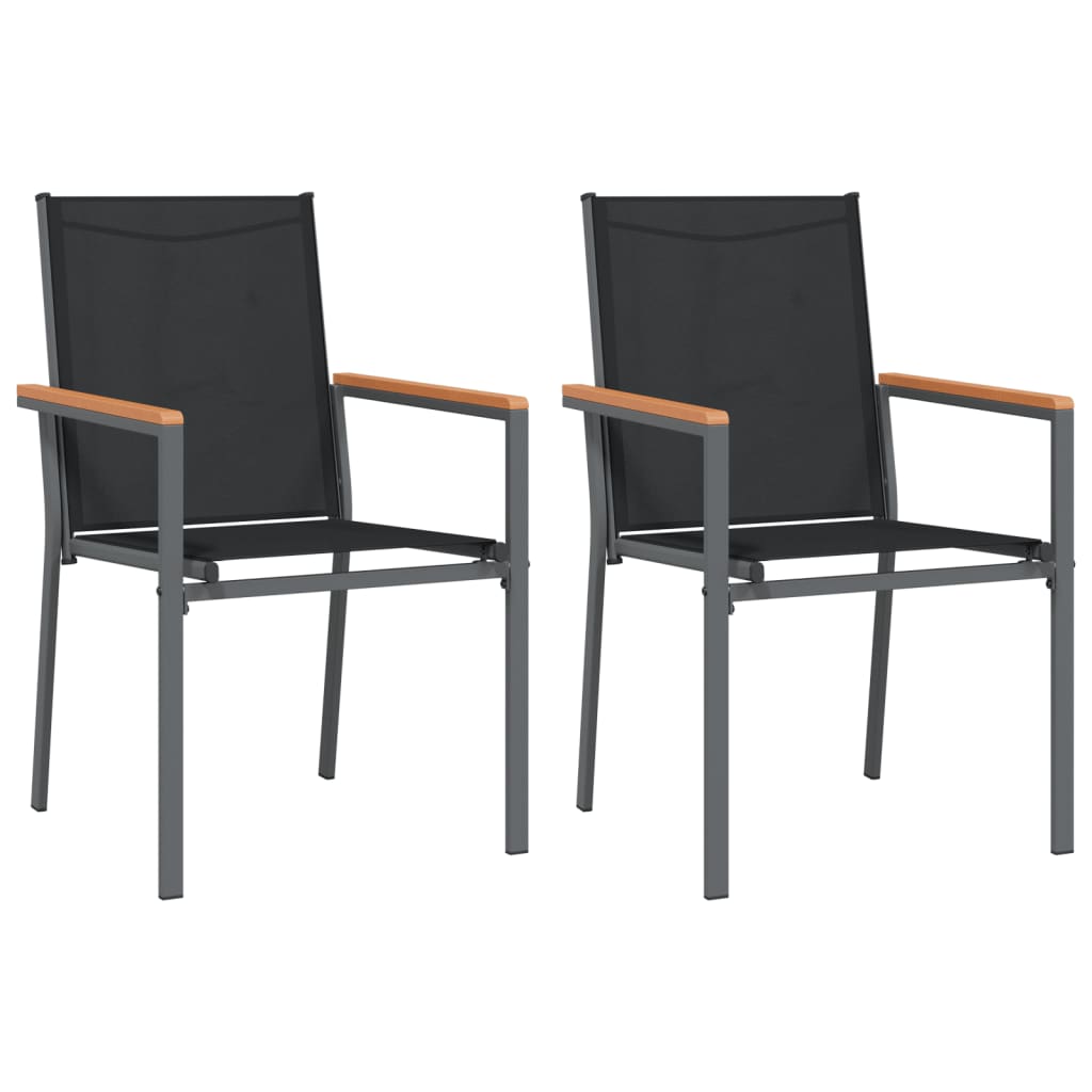 vidaXL Patio Dining Set Patio Table and Chair Set Black Textilene and Steel-34