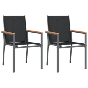 vidaXL Patio Dining Set Patio Table and Chair Set Black Textilene and Steel-34