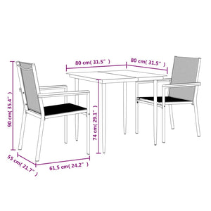 vidaXL Patio Dining Set Patio Table and Chair Set Black Textilene and Steel-20