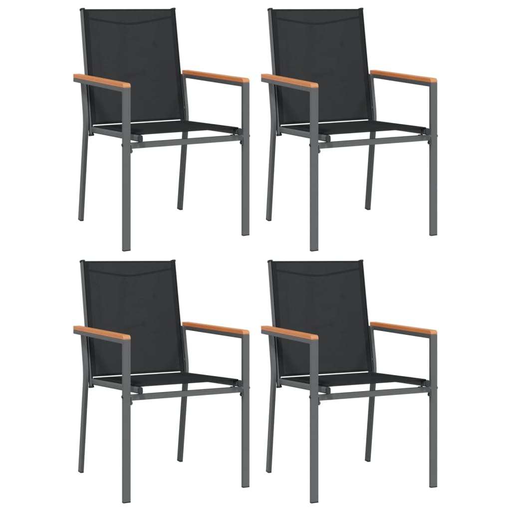 vidaXL Patio Dining Set Patio Table and Chair Set Black Textilene and Steel-49