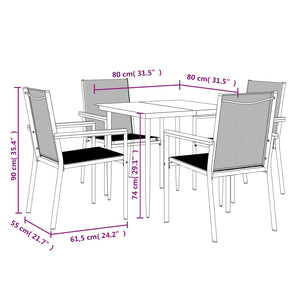 vidaXL Patio Dining Set Patio Table and Chair Set Black Textilene and Steel-12