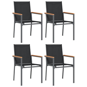 vidaXL Patio Dining Set Patio Table and Chair Set Black Textilene and Steel-36