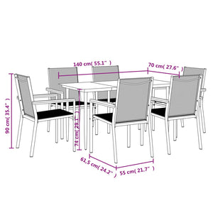 vidaXL Patio Dining Set Patio Table and Chair Set Black Textilene and Steel-1